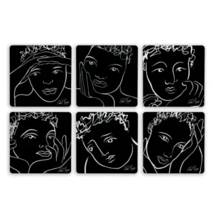 COASTER SET OF 6  Sketchbook Black